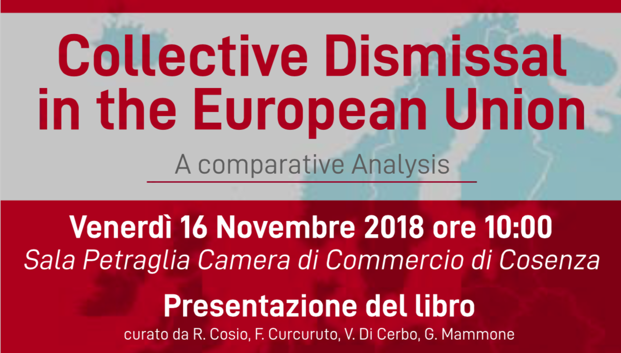 AGI Calabria e Sicilia a Cosenza: Presentazione del libro Collective Dismissal in the European Union